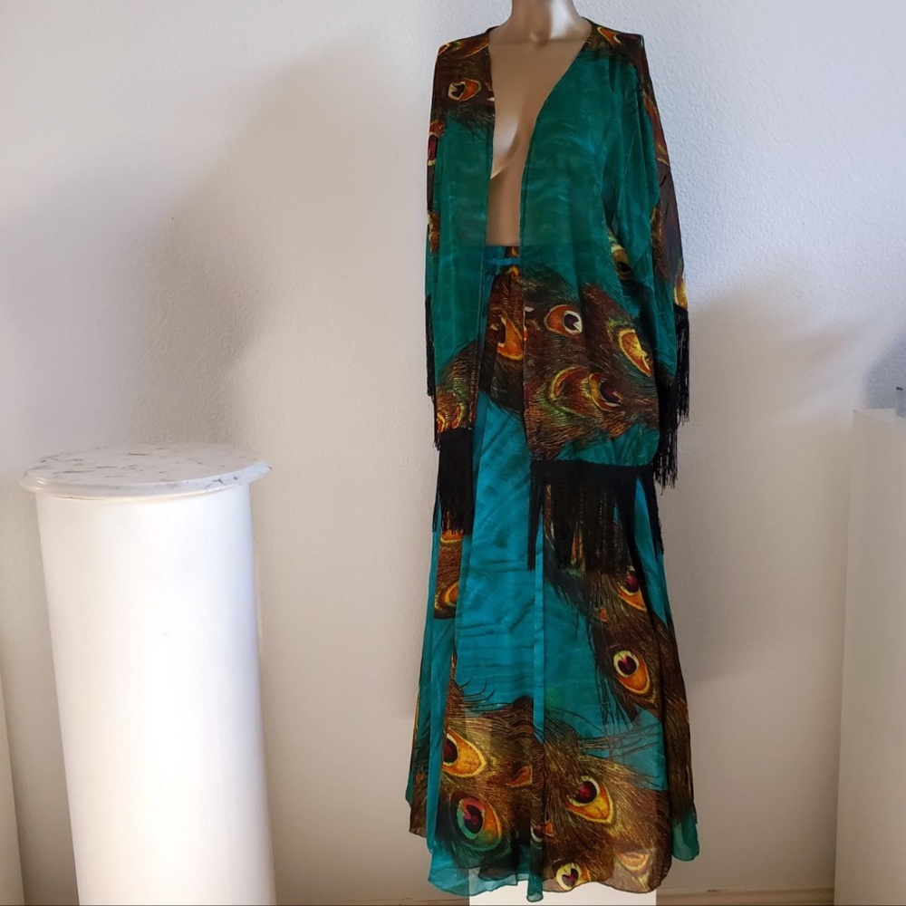 Emerald Peacock jacket with skirt outfit